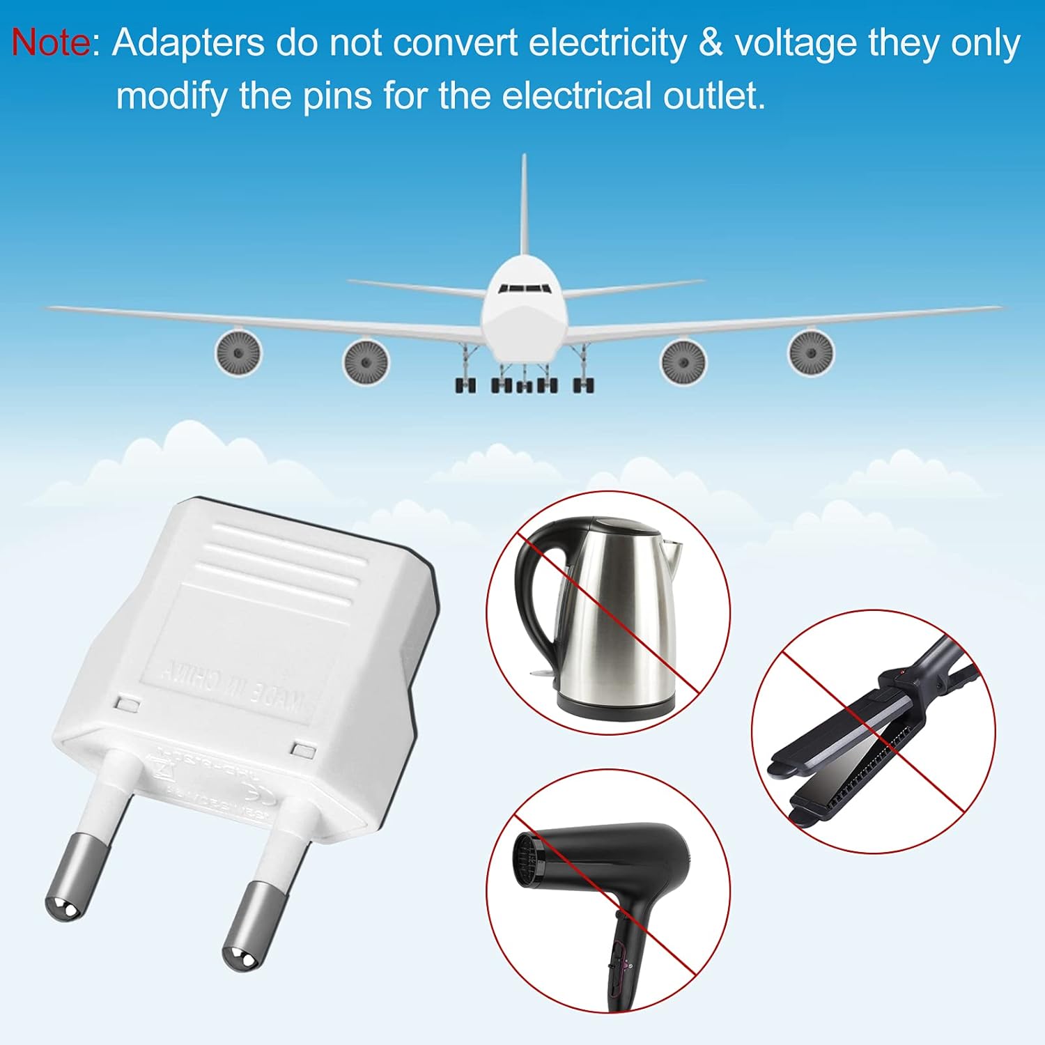 6 Pack US to Europe Plug Adapter - Type C European Travel Adapter, Wall Plug Power Converter for Europe (White) - Image 4