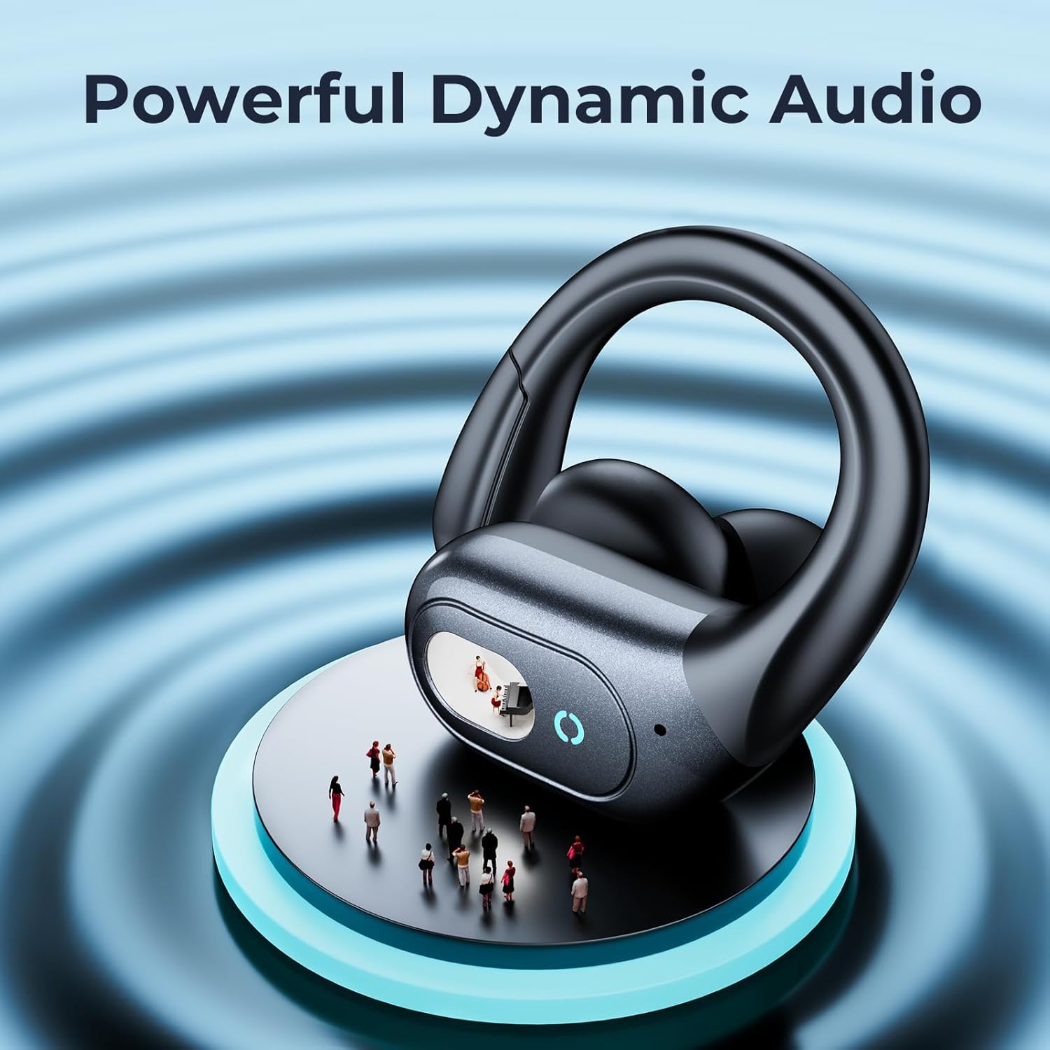 occiam Active Noise Cancelling Ear Buds Bluetooth Headphones Wireless Earbuds 90Hrs Playback Stereo Bass Earphones with Over-Ear Hooks IPX7 Waterproof Earbud for Sports Running Gym Workout Black - Image 4