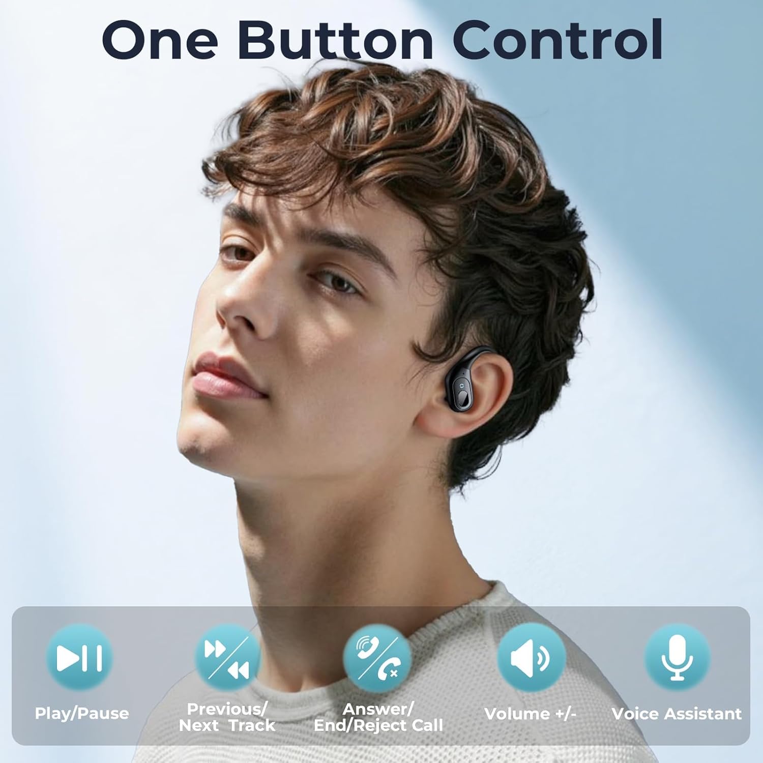 occiam Active Noise Cancelling Ear Buds Bluetooth Headphones Wireless Earbuds 90Hrs Playback Stereo Bass Earphones with Over-Ear Hooks IPX7 Waterproof Earbud for Sports Running Gym Workout Black - Image 7