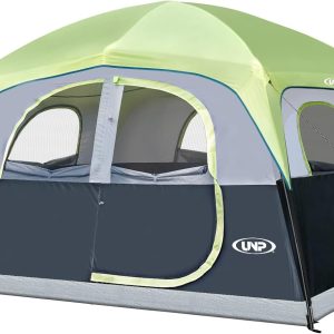 UNP Tents 6 Person Waterproof Windproof Easy Setup,Double Layer Family Camping Tent with 1 Mesh Door & 5 Large Mesh Windows -10'X9'X78in(H)